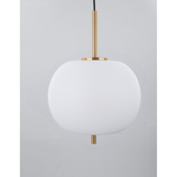 Lato 30cm Globe Pendant Ceiling Light Opal Glass Antique Brass Metal Black Fabric Wire LED E27 - thumbnail 1
