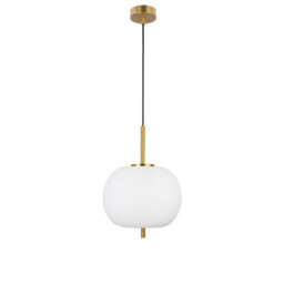 Lato 30cm Globe Pendant Ceiling Light Opal Glass Antique Brass Metal Black Fabric Wire LED E27 - thumbnail 3