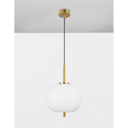 Lato 30cm Globe Pendant Ceiling Light Opal Glass Antique Brass Metal Black Fabric Wire LED E27 - thumbnail 5