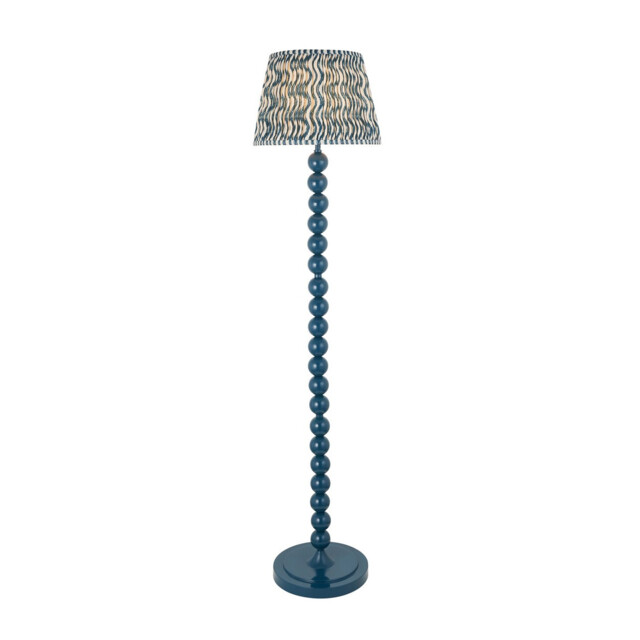 Higgledy Gloss Marlin Blue Paint Floor Lamp with Marlin Blue Fabric Ripple Shade 35cm E27 - image 1
