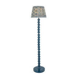 Higgledy Gloss Marlin Blue Paint Floor Lamp with Marlin Blue Fabric Ripple Shade 35cm E27