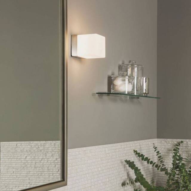 Cube Bathroom Wall Light Polished Chrome IP44, G9