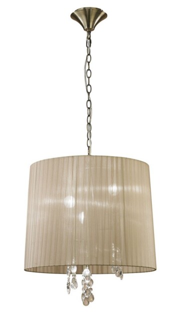 Tiffany Ceiling Pendant 3+3 Light E14+G9, Antique Brass with Soft Bronze Shade & Clear Crystal - image 1