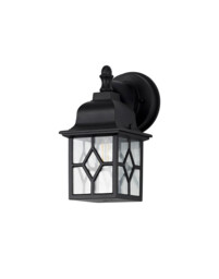 Horicon Down Square Criss Cross Wall Lamp, 1 x E27, IP44, Sand Black, Clear Seeded Glass, 2yrs Warranty - thumbnail 5