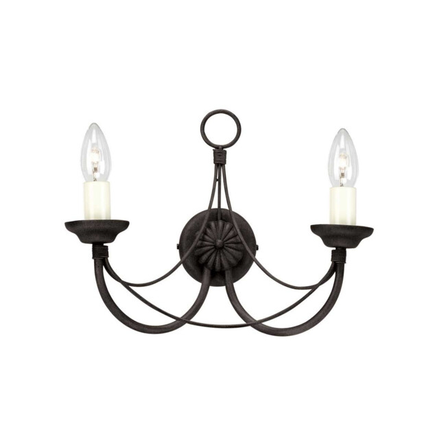 Carisbrooke 2 Light Indoor Wall Light Black - Glass Shade Not Included, E14 - image 1
