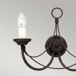 Carisbrooke 2 Light Indoor Wall Light Black - Glass Shade Not Included, E14 - thumbnail 2