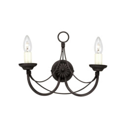 Carisbrooke 2 Light Indoor Wall Light Black - Glass Shade Not Included, E14 - thumbnail 1