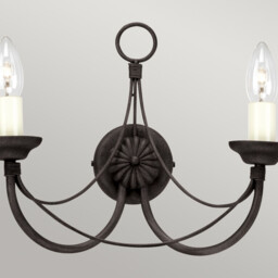 Carisbrooke 2 Light Indoor Wall Light Black - Glass Shade Not Included, E14 - thumbnail 3
