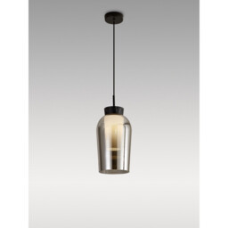 Nora Single Pendant, 1 Light Adjustable E27, Black/Black Marble/Chrome Glass With Frosted Inner - thumbnail 2