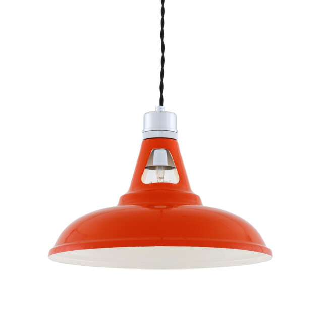 Vienna Industrial Dome Pendant, Chrome, Orange