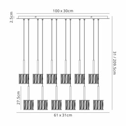 Keene 12 Light G9 2m Linear Pendant Polished Chrome / Clear Crystal Shade - thumbnail 2