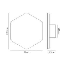 Altona Magnetic Base Wall Lamp, 12W LED 3000K 498lm, 20, 19cm Vertical Hexagonal Centre, Sand White, Acrylic Frosted Diffuser - thumbnail 2