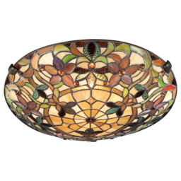 Kami 2 Light Tiffany Flush Mount Ceiling Light Vintage Bronze, E27 - thumbnail 3