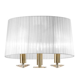 Tiffany Floor Lamp 3+3 Light E27+G9, Antique Brass With White Shade & Clear Crystal - thumbnail 5