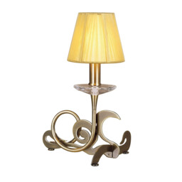 Acanto Table Lamp 1 Light E14, Antique Brass With Amber Cream Shade