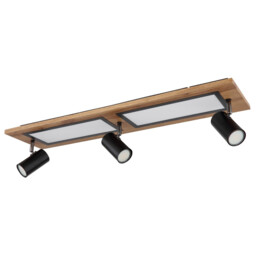 Ulla 80x20cm Integrated LED Semi Flush Ceiling Light Matt Black 3x LED 3000K - thumbnail 2