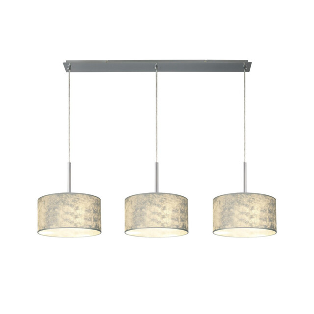 Baymont Polished Chrome 3 Light E27 Linear Pendant With 30cm x 17cm Silver Leaf Shade 3m - image 1