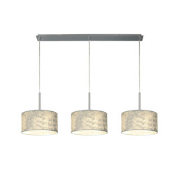 Baymont Polished Chrome 3 Light E27 Linear Pendant With 30cm x 17cm Silver Leaf Shade 3m