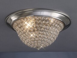 Paloma Flush Bowl Ceiling Large 3 Light Satin Nickel, Crystal - thumbnail 2