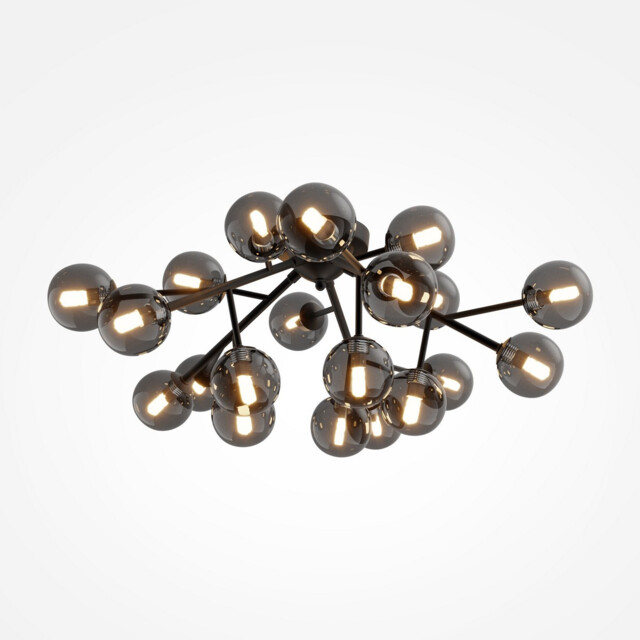 Maytoni Dallas Modern 20 Light Globe Ceiling Light Matt Black, Smoky Shade, G9 - image 1