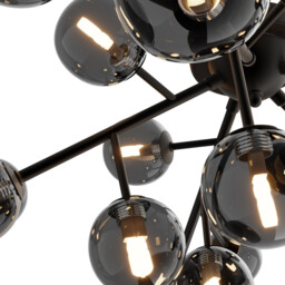Maytoni Dallas Modern 20 Light Globe Ceiling Light Matt Black, Smoky Shade, G9 - thumbnail 5
