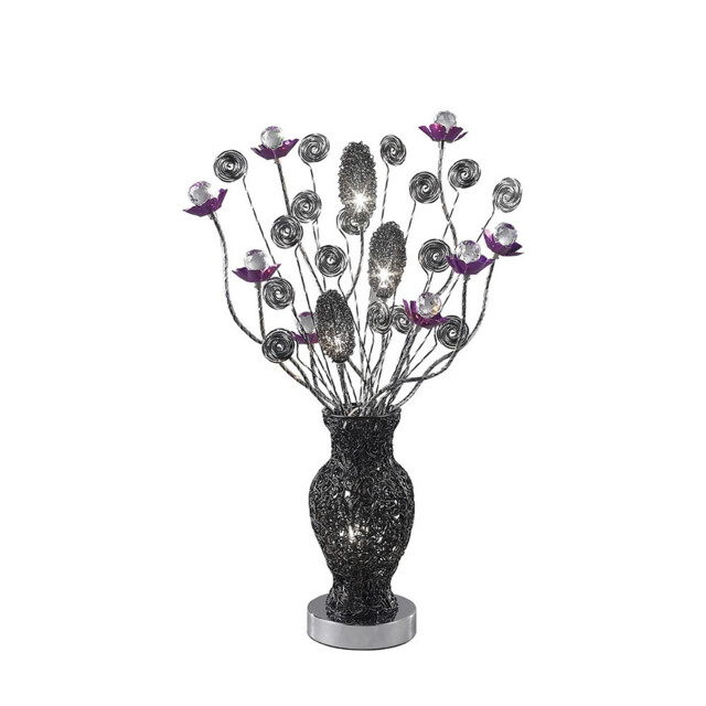 (DH) Nevada Table Lamp 4 Light G4 Black/Purple/Crystal, NOT LED/CFL Compatible - image 1