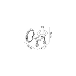 Darien Wall Lamp 1 Candle Light E14, Polished Chrome, Satin Nickel, Clear Crystal - thumbnail 2