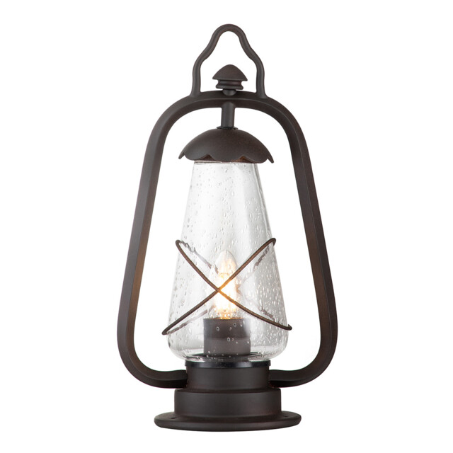 Miners 1 Light Outdoor Pedestal Lantern Old Bronze IP44, E14 - image 1