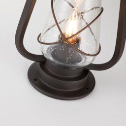 Miners 1 Light Outdoor Pedestal Lantern Old Bronze IP44, E14 - thumbnail 3