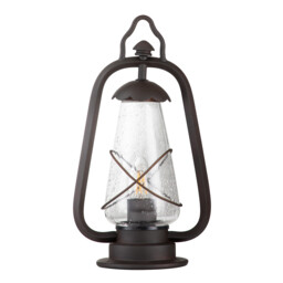 Miners 1 Light Outdoor Pedestal Lantern Old Bronze IP44, E14 - thumbnail 2