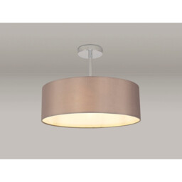 Baymont 45cm Polished Chrome 3 Light E27 Semi Flush Fixture, With 4cm x 15cm Faux Silk Shade, Grey - thumbnail 2
