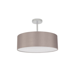 Baymont 45cm Polished Chrome 3 Light E27 Semi Flush Fixture, With 4cm x 15cm Faux Silk Shade, Grey - thumbnail 5