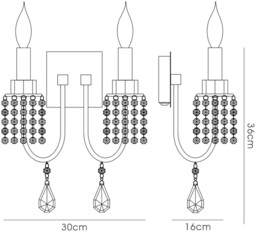Emily Wall Lamp Switched 2 Candle Light Polished Chrome, Crystal - thumbnail 3