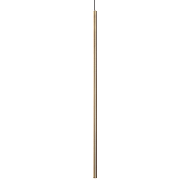 Filo Tall Slim Pendant Ceiling Light Brass 3000K