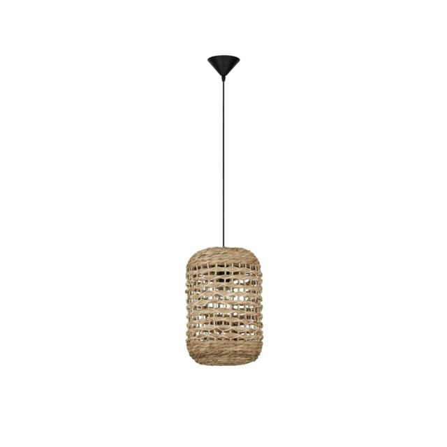 Griffin 27cm Dome Pendant Ceiling Light Dried Water Hyacinth Black Fabric Wire, Base LED E27 - image 1