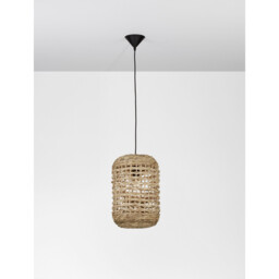 Griffin 27cm Dome Pendant Ceiling Light Dried Water Hyacinth Black Fabric Wire, Base LED E27 - thumbnail 5