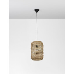 Griffin 27cm Dome Pendant Ceiling Light Dried Water Hyacinth Black Fabric Wire, Base LED E27 - thumbnail 3