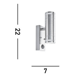 2 Light Outdoor PIR Up Down Wall Light Stainless Steel IP44, GU10 - thumbnail 3