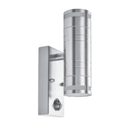 2 Light Outdoor PIR Up Down Wall Light Stainless Steel IP44, GU10 - thumbnail 2