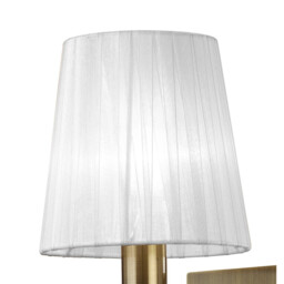 Tiffany Wall Lamp Switched 1+1 Light E14+G9, Antique Brass With White Shade & Clear Crystal - thumbnail 5