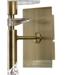 Tiffany Wall Lamp Switched 1+1 Light E14+G9, Antique Brass With White Shade & Clear Crystal - thumbnail 3