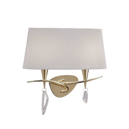 Mara Wall Lamp Switched 2 Light E14, French Gold With Ivory White Shade - thumbnail 1