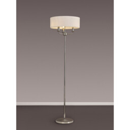 Banyan 3 Light Switched Floor Lamp With 45cm x 15cm Faux Silk Fabric Shade Polished Nickel/White - thumbnail 2