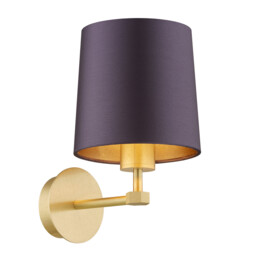 Princeton Wall Lamp With Shade Plum Purple (Gold Inside), Brushed Brass - thumbnail 1