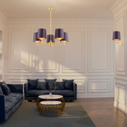 Princeton Wall Lamp With Shade Plum Purple (Gold Inside), Brushed Brass - thumbnail 3