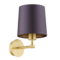 Princeton Wall Lamp With Shade Plum Purple (Gold Inside), Brushed Brass - thumbnail 2