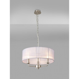 Banyan 3 Light Multi Arm Pendant With 45cm x 15cm Organza Shade Satin Nickel/Grey - thumbnail 2
