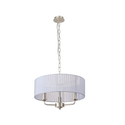 Banyan 3 Light Multi Arm Pendant With 45cm x 15cm Organza Shade Satin Nickel/Grey - thumbnail 5