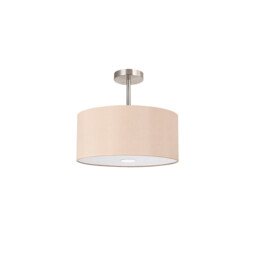 Baymont Polished Chrome E27 Semi Flush With 40cm x 18cm Dual Faux Silk Shade, Antique Gold/Ruby - thumbnail 5