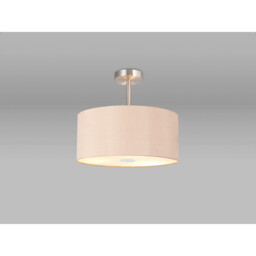 Baymont Polished Chrome E27 Semi Flush With 40cm x 18cm Dual Faux Silk Shade, Antique Gold/Ruby - thumbnail 2